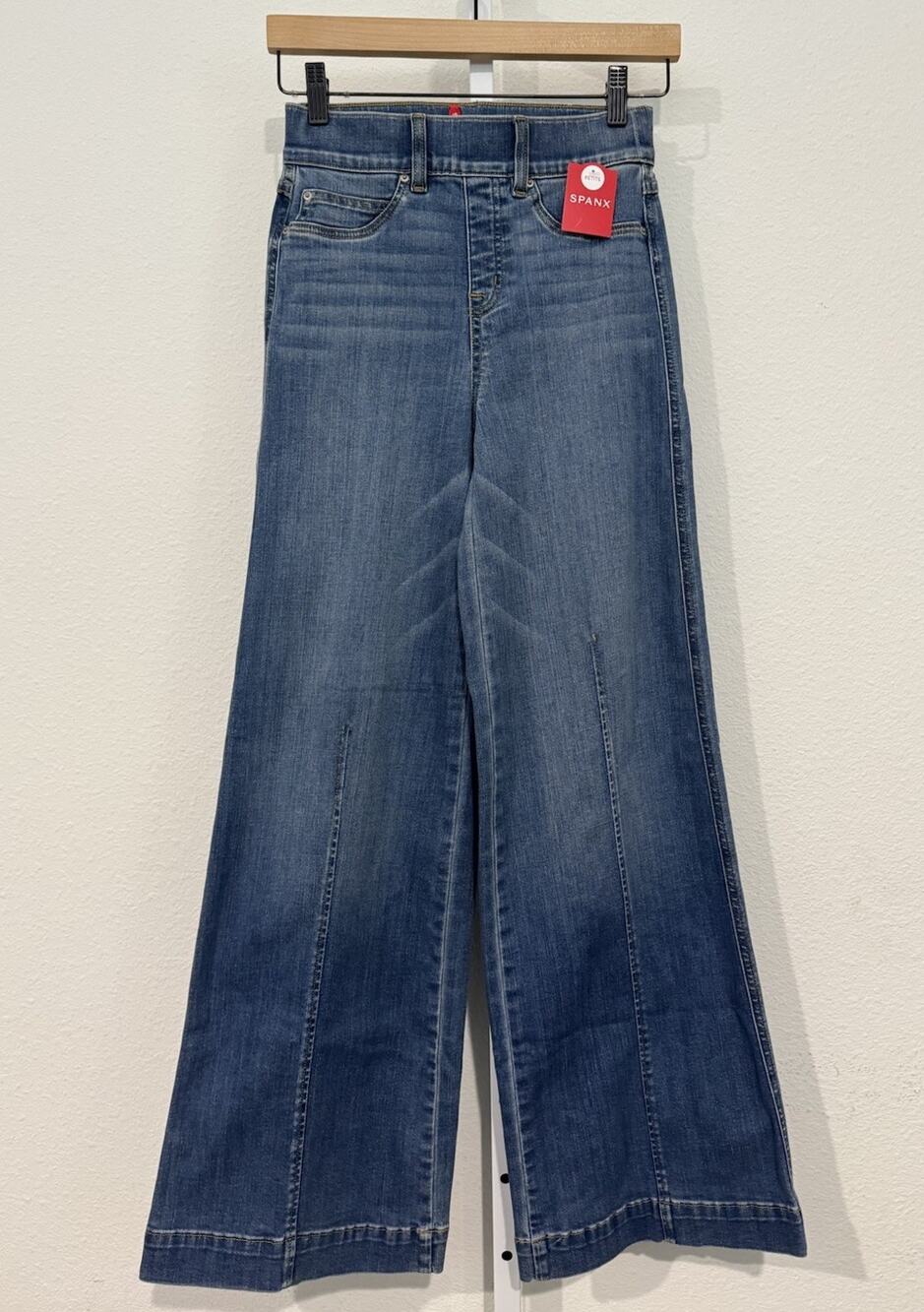 SPANX 20407Q Seamed Front Wide Leg in Vintage Indigo Pull-on Jeans XS Petite NWT